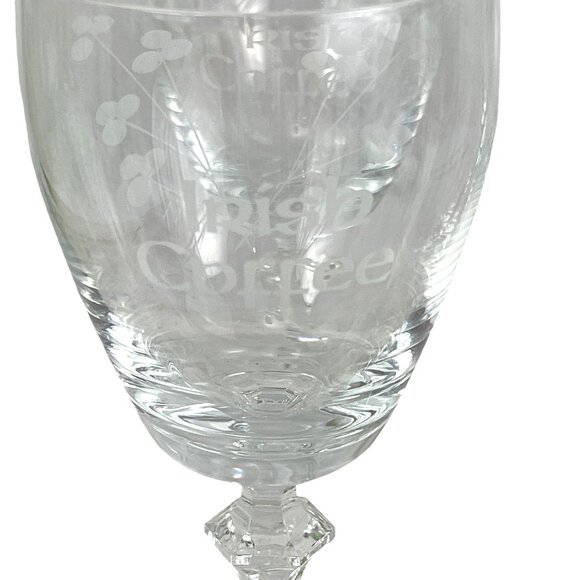 Set Of 4 Crystal Irish Coffee Glasses With Etched Shamrock Design - Picture 3 of 10